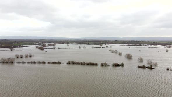 Aerial View of Flooding in the UK During the Winter Causing Devastation  alt
