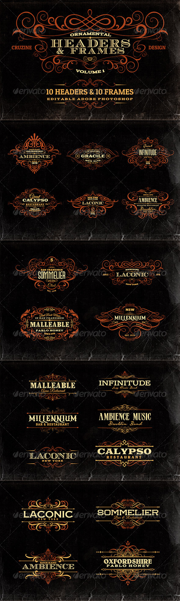 Ornamental Headers & Frames v.1 - Badges & Stickers Web Elements