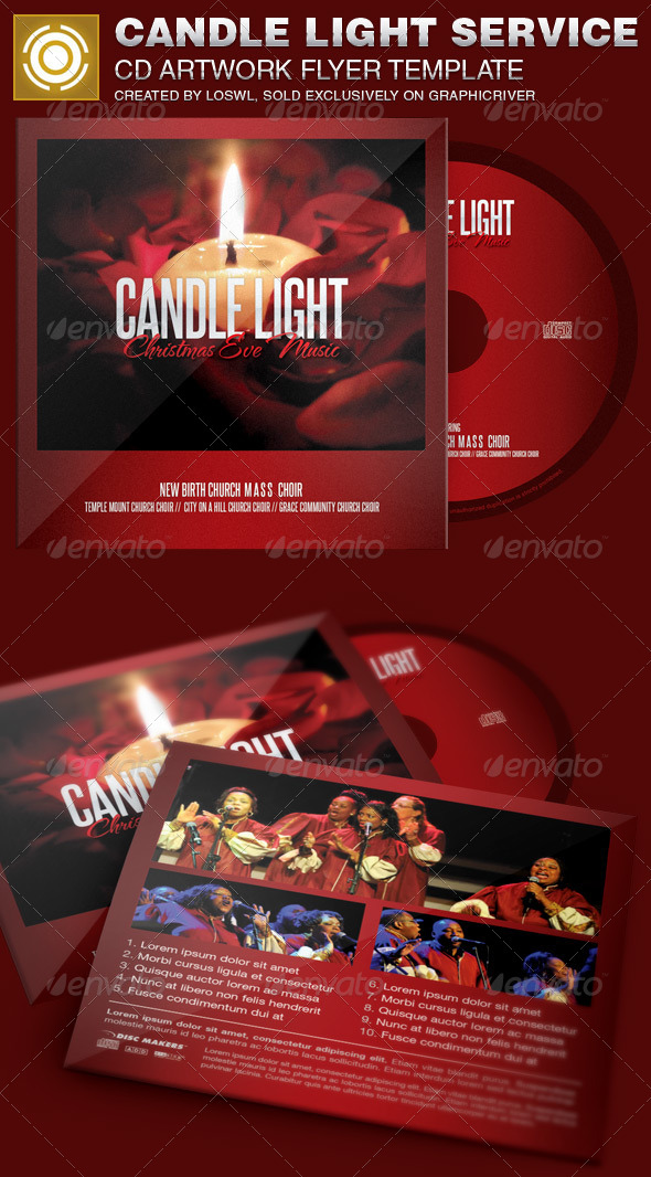 Candle Light Service CD Artwork Template - CD & DVD Artwork Print Templates