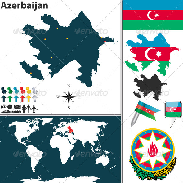 Map of Azerbaijan - Travel Conceptual