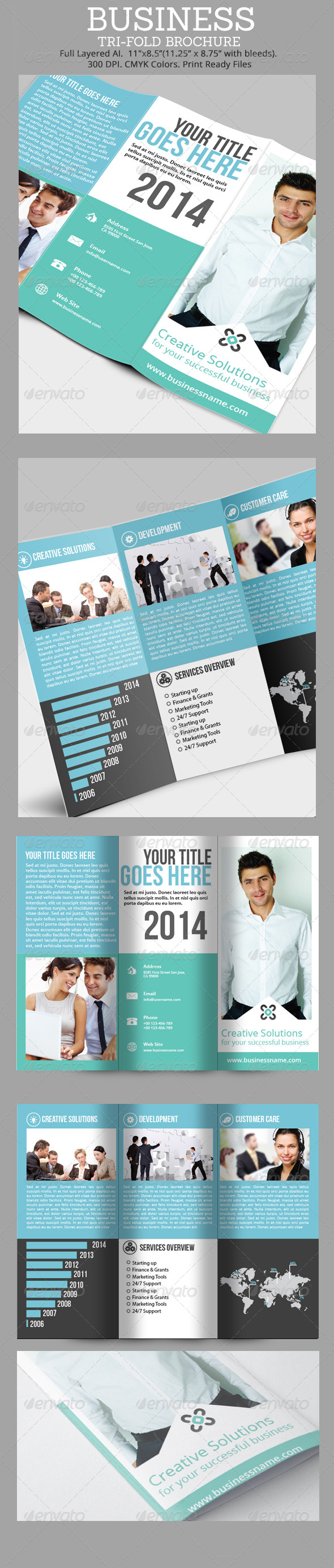 Simple Business Tri-Fold Brochure - Corporate Brochures