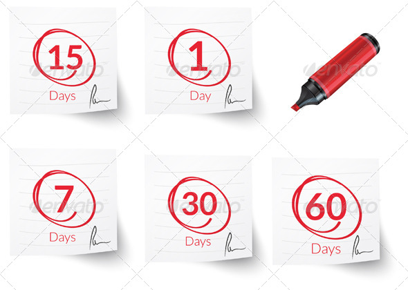 Deadline Note - Set - Illustration - Concepts Business