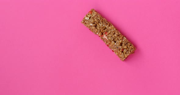 4K Stop Motion Animation Eating Protein Granola Bar