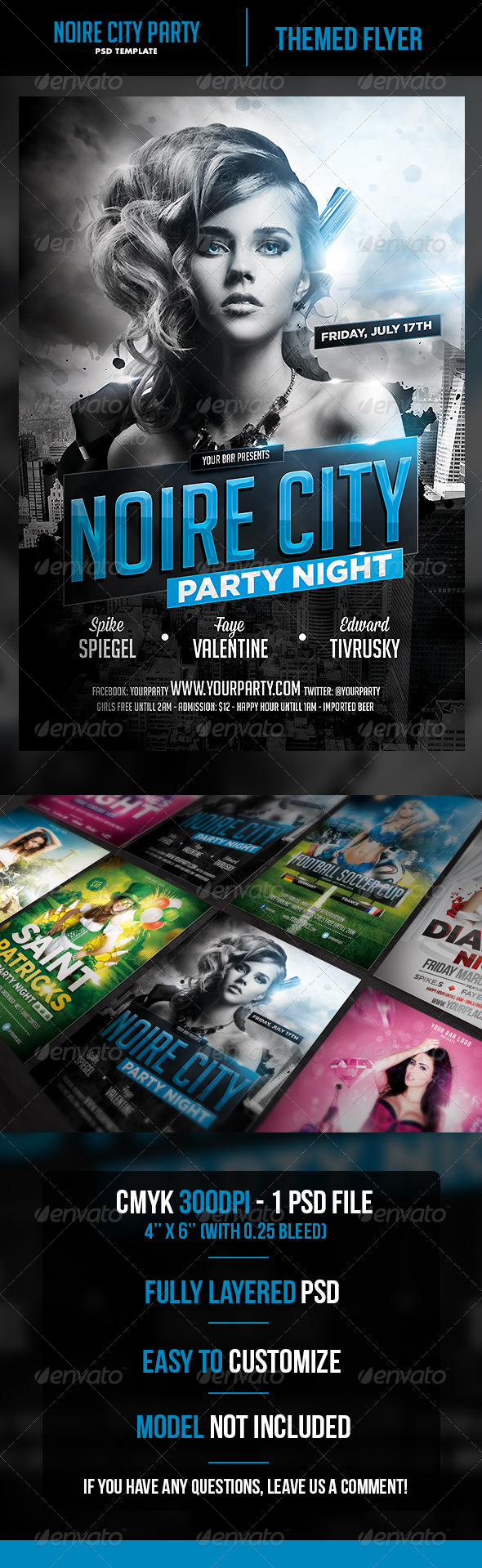 Noire City Party Flyer Template - Clubs & Parties Events
