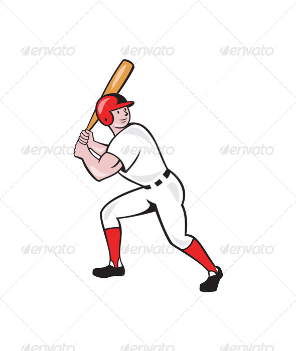 Baseball Player Bat Side Isolated Cartoon - Sports/Activity Conceptual