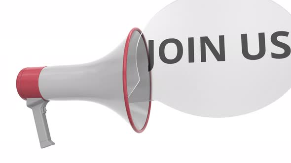 Grey Loudspeaker with JOIN US Message on Bubble alt