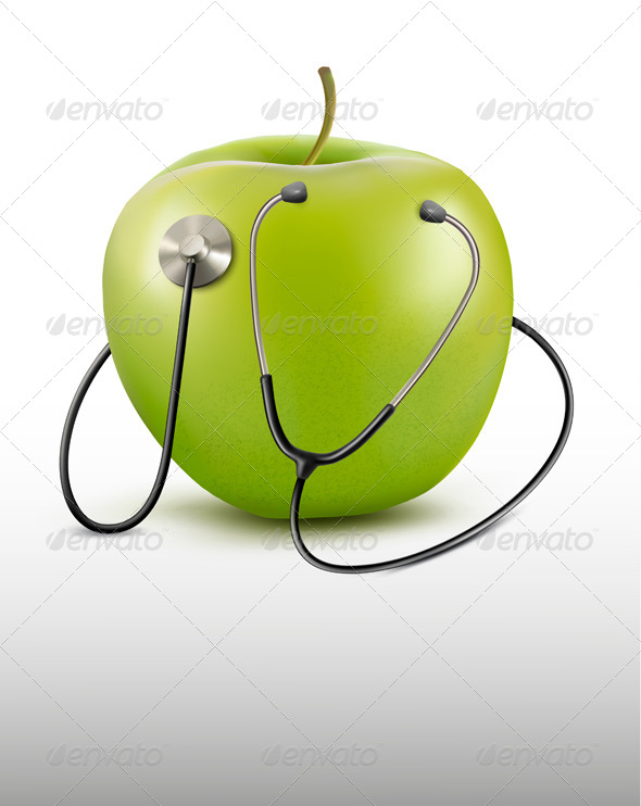 Stethoscope and Green Apple - Health/Medicine Conceptual