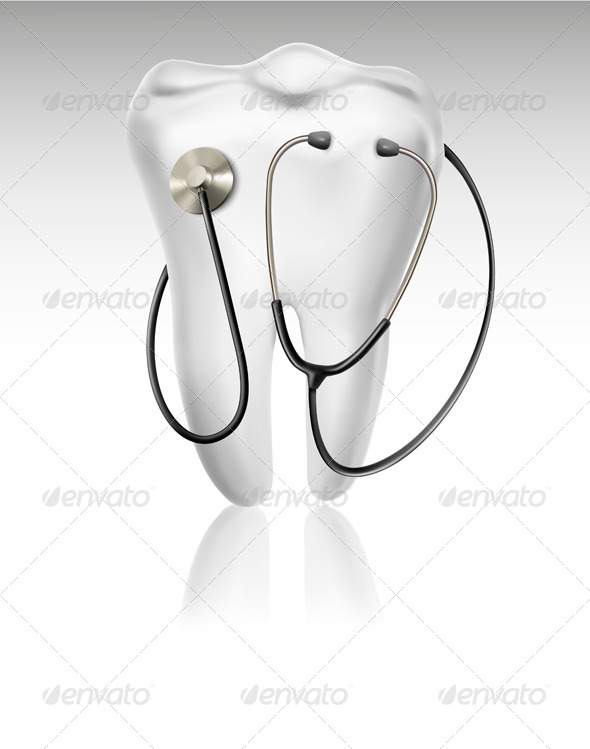 Medical Background with Tooth and a Stethoscope - Health/Medicine Conceptual