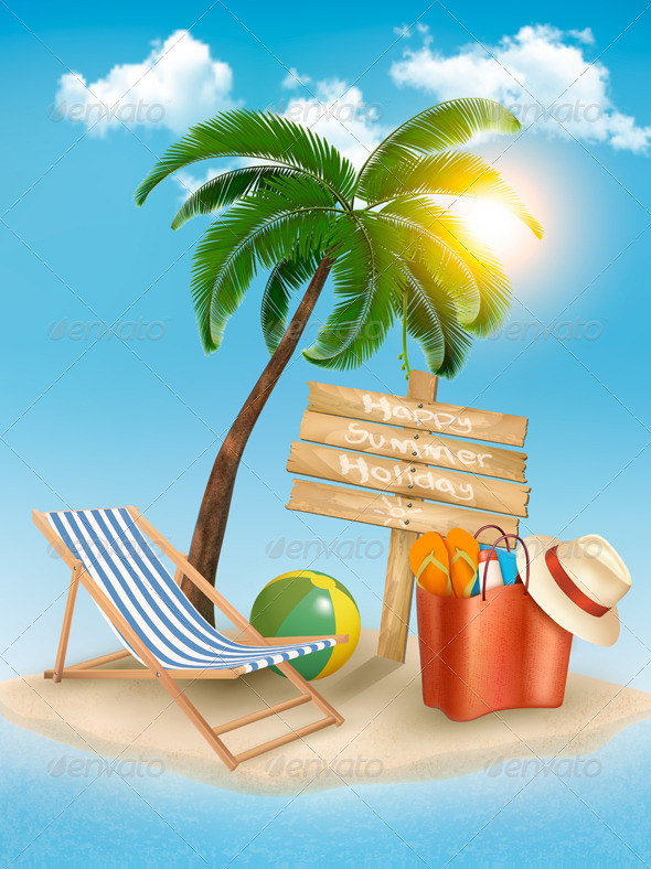 Travel Background with Tropical Island - Travel Conceptual