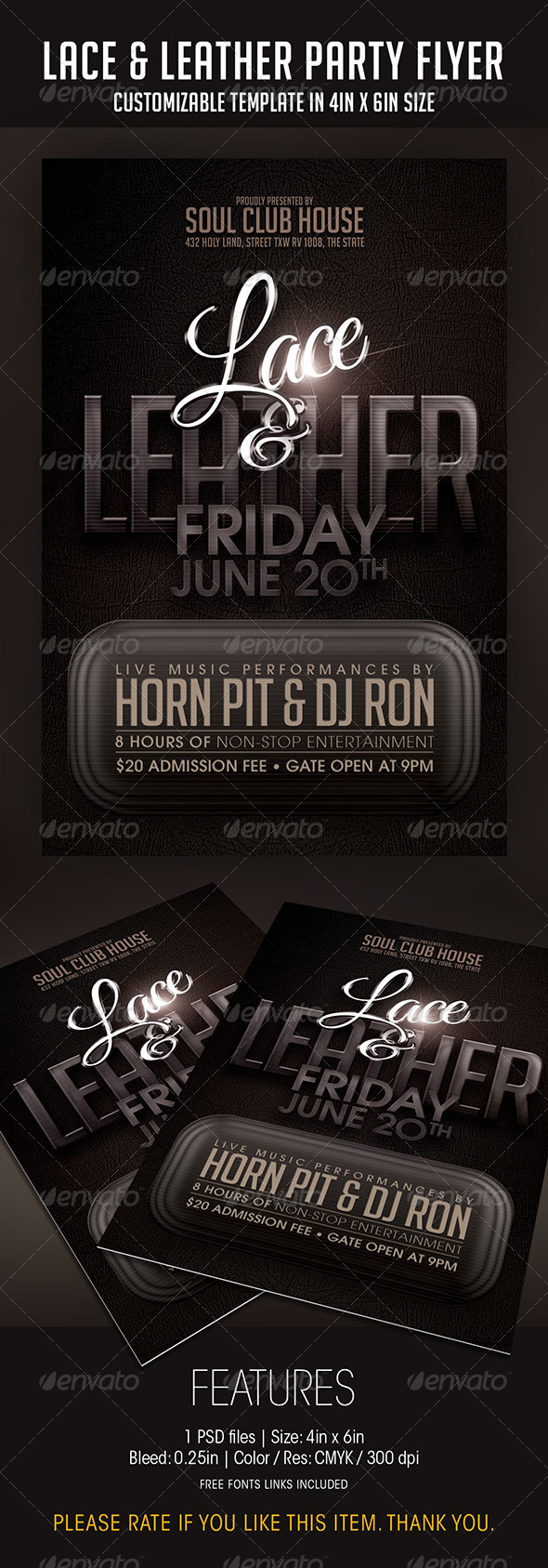 Lace and Leather Party Flyer - Clubs & Parties Events