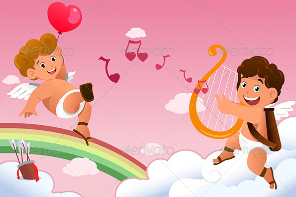 Cupid Valentine Background - Backgrounds Decorative