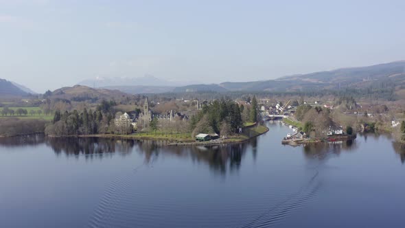 Aerial View of Fort Augustus on the Shores of Loch Ness Scotland alt