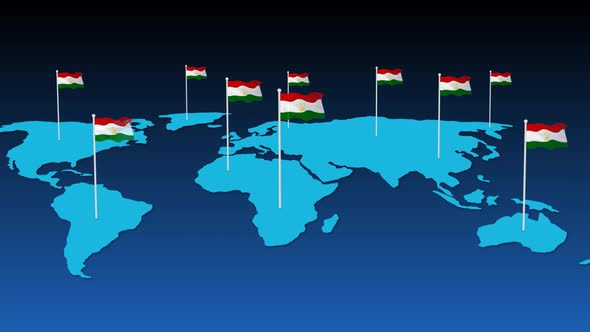 Tajikistan National Flag Fly On Earth Map Animation alt