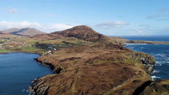 Aerial View of the Beautiful Coast at Kilcar in County Donegal  Ireland alt