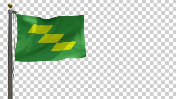 Miyazaki Prefecture Flag (Japan) on Flagpole with Alpha Channel - 4K alt