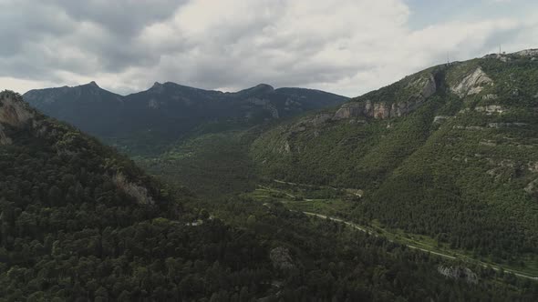 Drone View of the Mountains of Queralt in Catalonia Spain