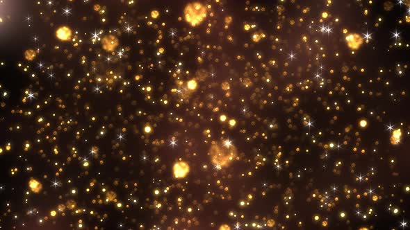 Golden Stars and Glowing Particles Background 