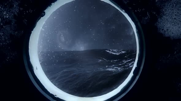 Watching A Storm Through A Ship Window In The Ocean alt