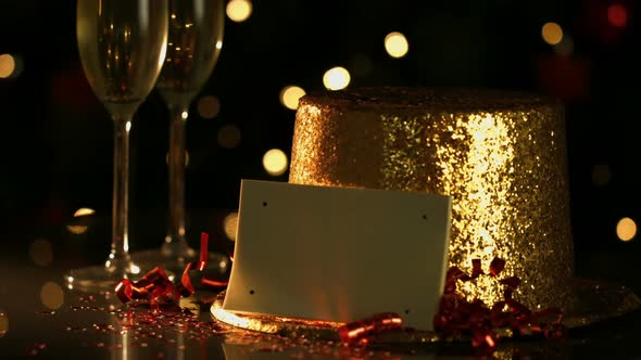 Golden hat with a blank card alt