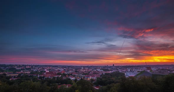VILNIUS, LITHUANIA - Timelapse View of Vilnius City in the Evening