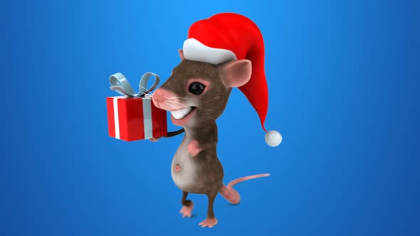Fun 3D cartoon mouse as santa claus alt