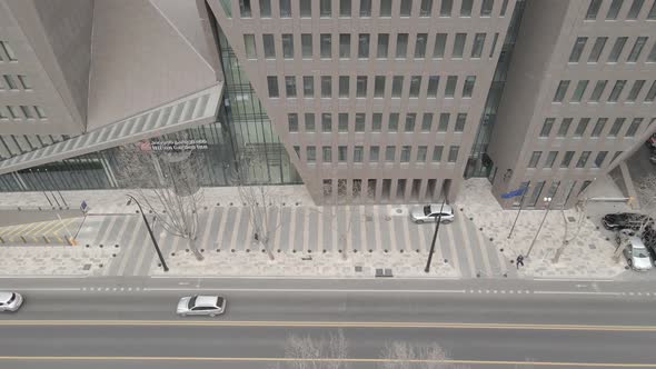 Aerial view of Ilia Chavchavadze avenue in the center of Tbilisi. Georgia 2021 alt