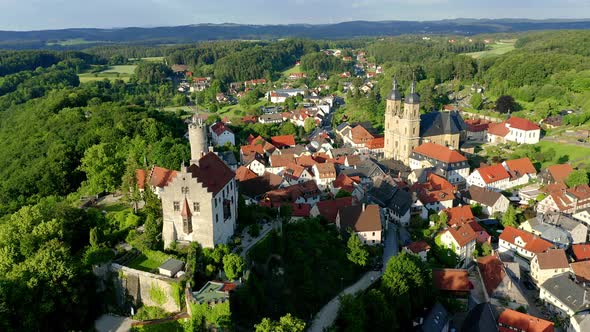 Goessweinstein with castle and basilica, Franconia, Germany alt
