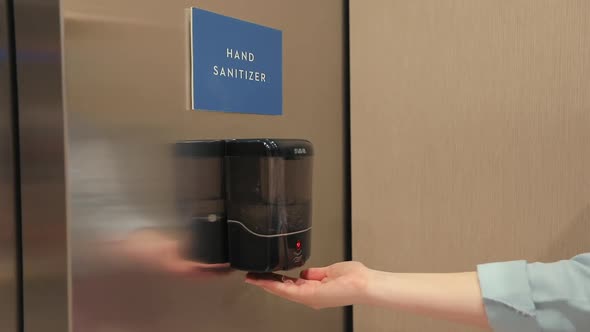 Slow Motion: COVID-19 Hand Sanitizer and Disinfectant Gel for Clean Hands. USA alt