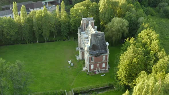 French renaissance castle aerial drone shot loire valley alt