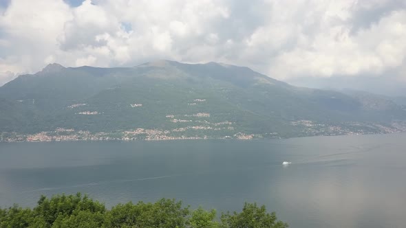 LAKE COMO, ITALY from the drone and the Italian Alps in background