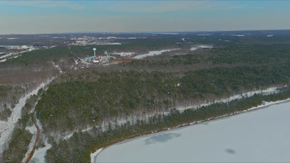 Aeration Station Sewage Treatment Plant Wastewater Treatment Plant Near a Large Lake alt