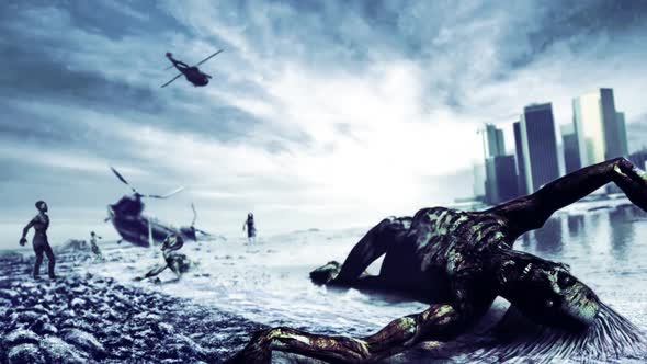 Helicopter Over Zombie City alt