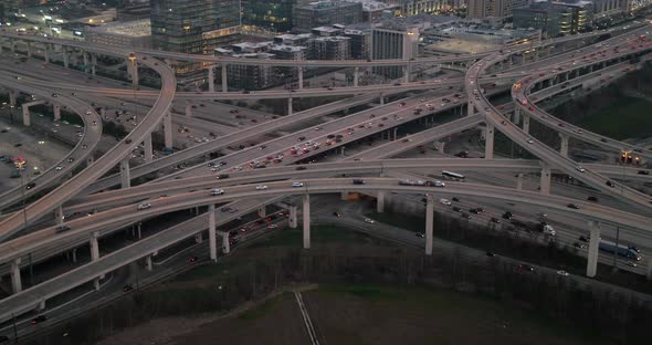 Aerial of cars on I-10 West freeway in Houston, Texas alt