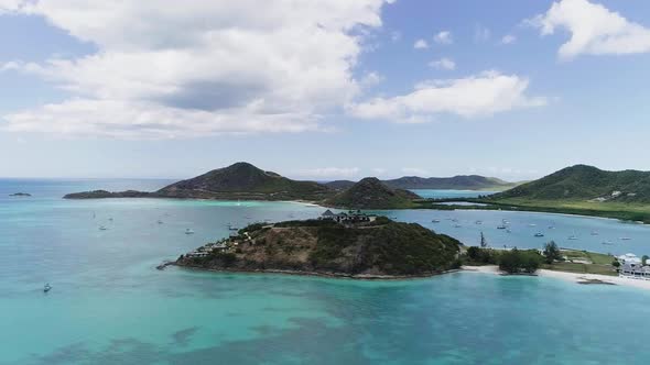 Aerial Drone Footage of Exotic Island in Turquoise Caribbean Ocean