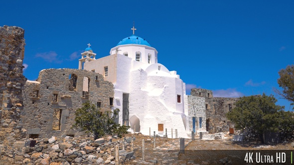 4K Agios Georgios Church Inside the Castle Ruins on Astypalaia Island, Greece alt