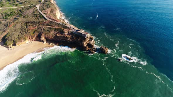 Nazare Portugal Famous Known as Surfing Spot Aerial View alt