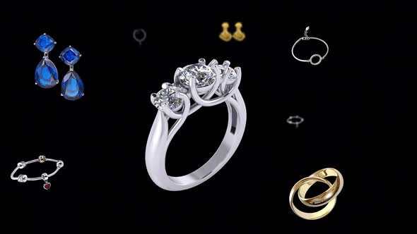  Moving animation of jewelrys. Transparent background and loop video. 