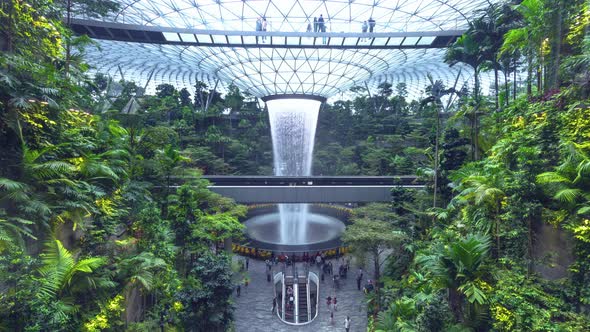 Waterfall at Shopping mall Jewel in Changi Airport.