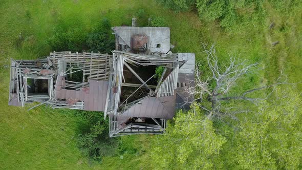 Wooden Church Ruins From Above