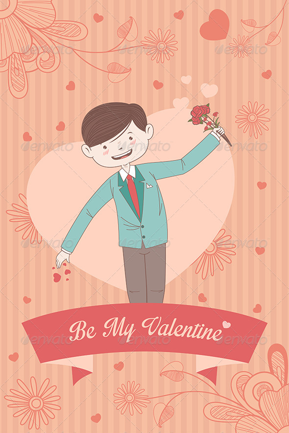 Valentine Card with Be My Valentine Words - Valentines Seasons/Holidays