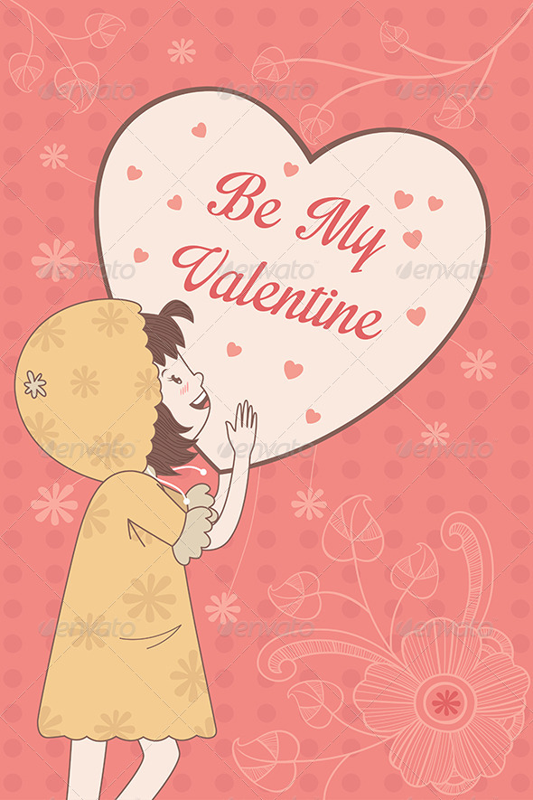 Valentine Card with Be My Valentine Words - Valentines Seasons/Holidays