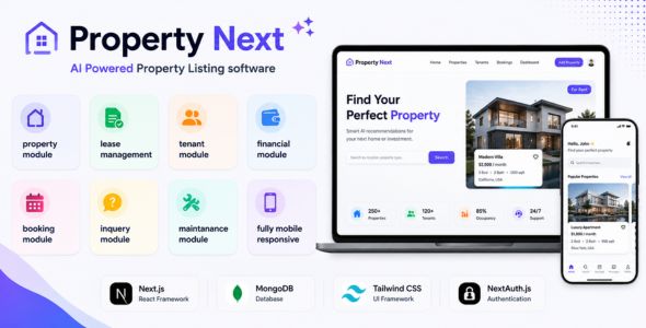Property Next - AI Powered Property Listing and Tenant Portal & Rental Software | Next.js | Mongodb