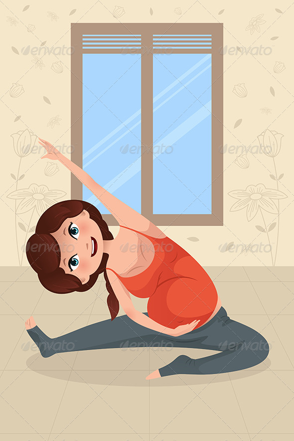 Pregnant Woman Doing Yoga Exercise - Sports/Activity Conceptual