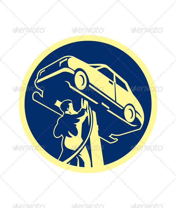 Auto Mechanic Automobile Car Repair Retro - People Characters