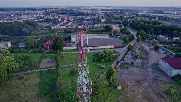 Aerial View to the Wireless Mobile Television and Radio Broadcasting Mast alt