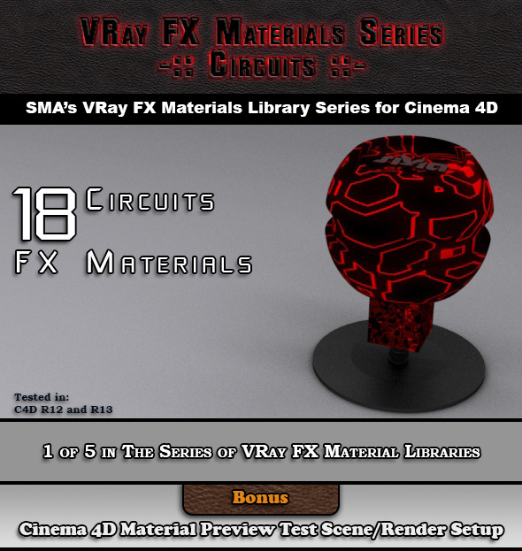 18 VRay FX Circuits Material Pack for Cinema 4D - 3DOcean Item for Sale