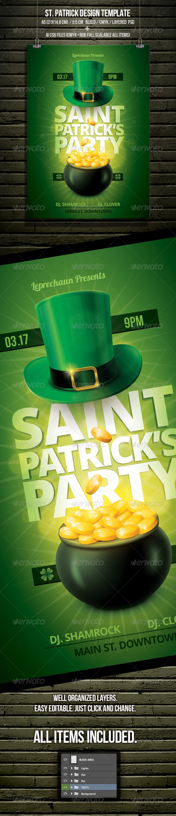 St. Patrick's Day Party Flyer Template - Flyers Print Templates
