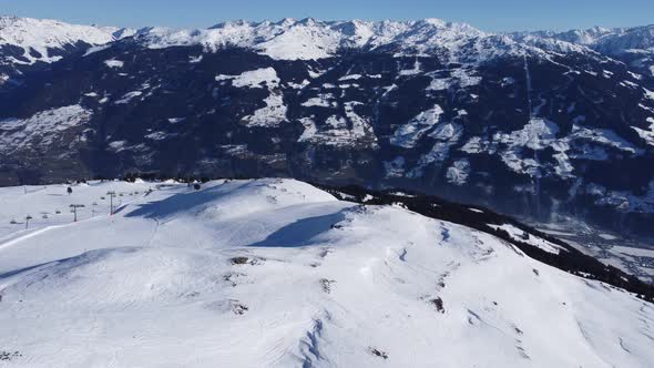 Austrian Alps Cold Mountain Top Snow Mountains Peaks Landscape Drone Aerial Flight Drone Flyover the