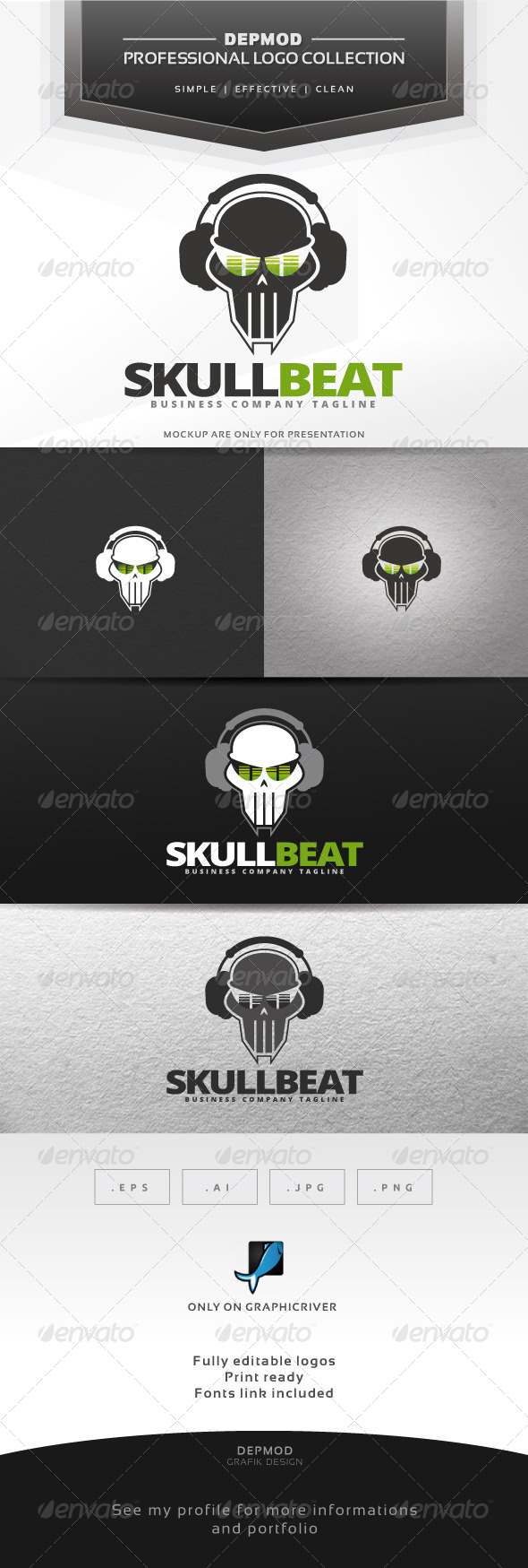 Skull Beat Logo - Symbols Logo Templates