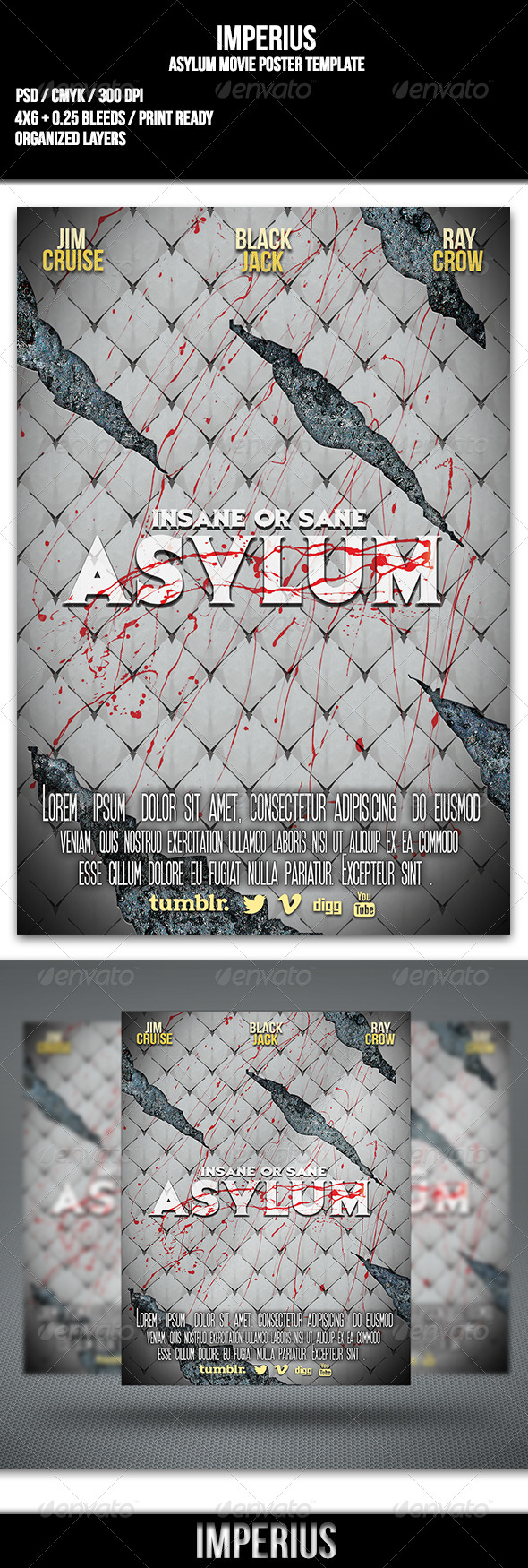 Asylum Movie Poster - Flyers Print Templates